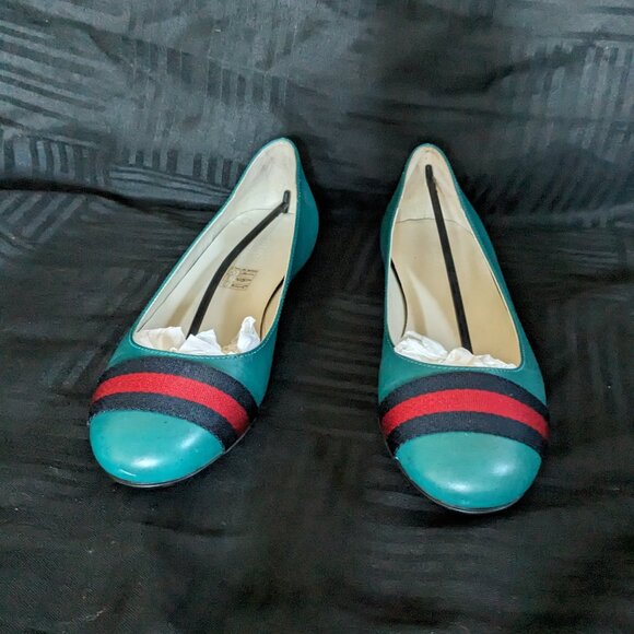 Gucci Vernice Naplack Web Ballet Flats - Picture 1 of 6